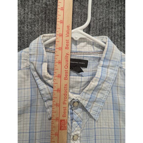 INC Blue/Yellow Plaid Button Down Tailored Fit Shirt Men's Size XL - Picture 6 of 8